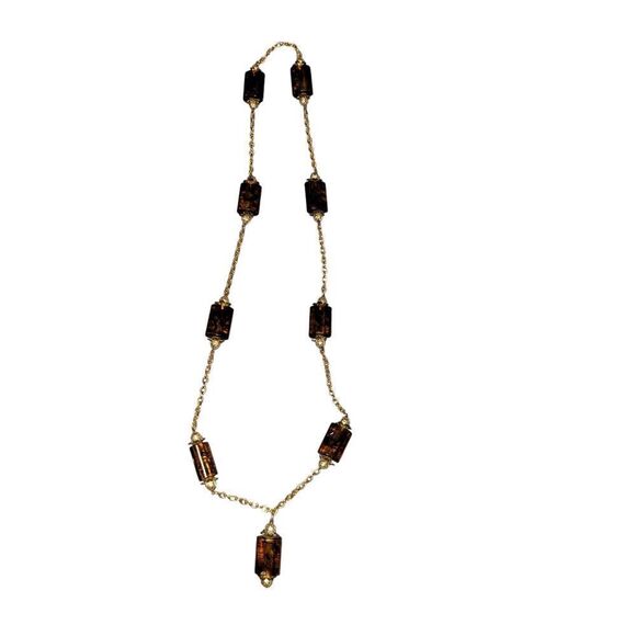 Elegant Gold and Brown Necklace - Picture 2 of 3